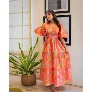 NEW SOHANA zoe dress in orange/green